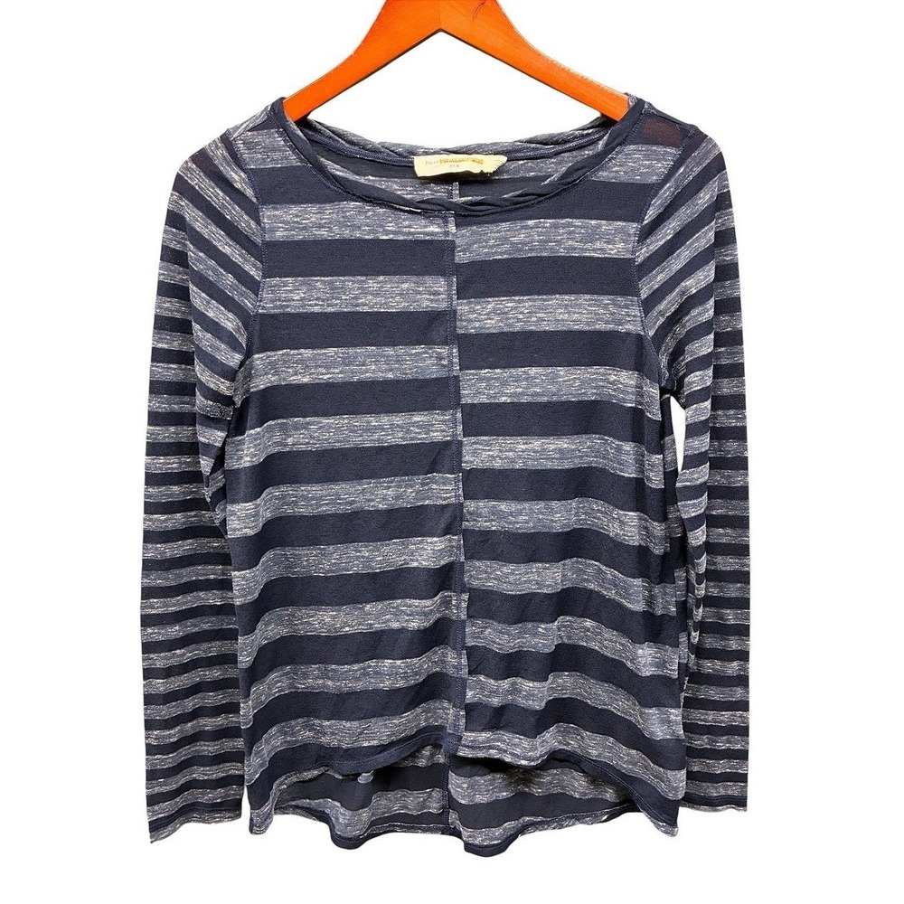 Pilcro Anthropologie Striped Knit Top Womens M Blue Gray Casual Bohemian Fall